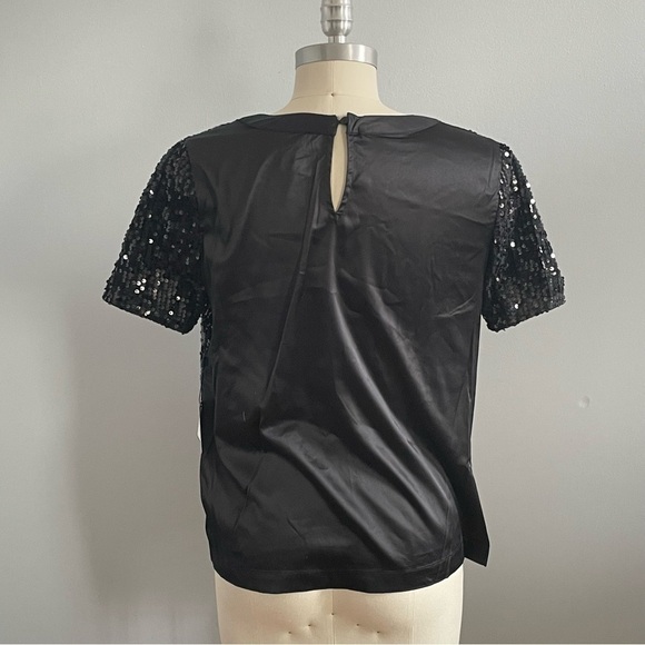 Laundry by Shelli Segal Sequin Black Short Sleeve Top- Size Small- NWT - Picture 4 of 7